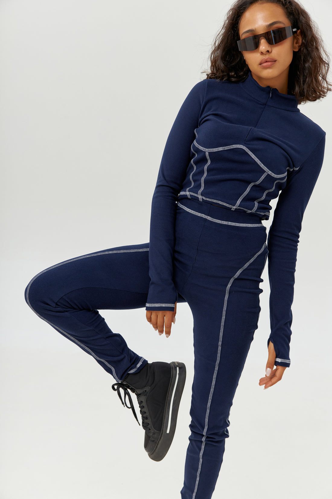 Base layers for skiing women's - Navy blue two piece set for winter - –  UpWearAndSuits