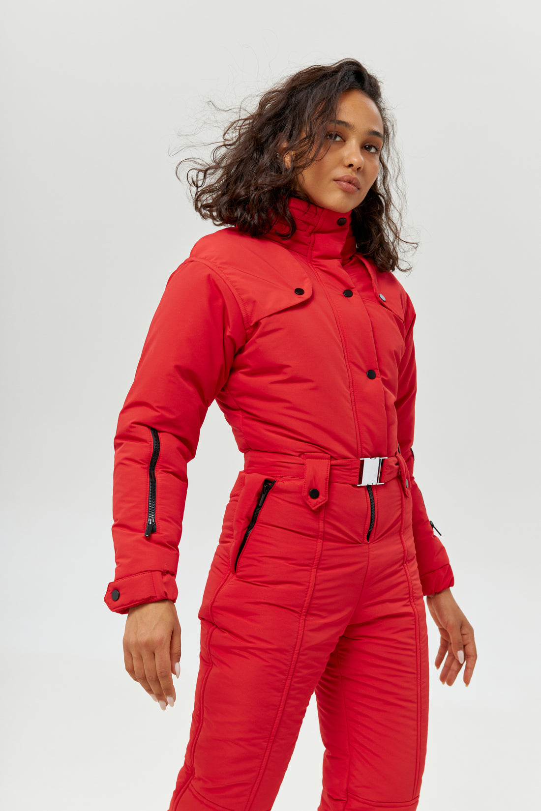 Red waterproof snowsuit - RAINIER - RED membrana - Winter onesie ski suit for women