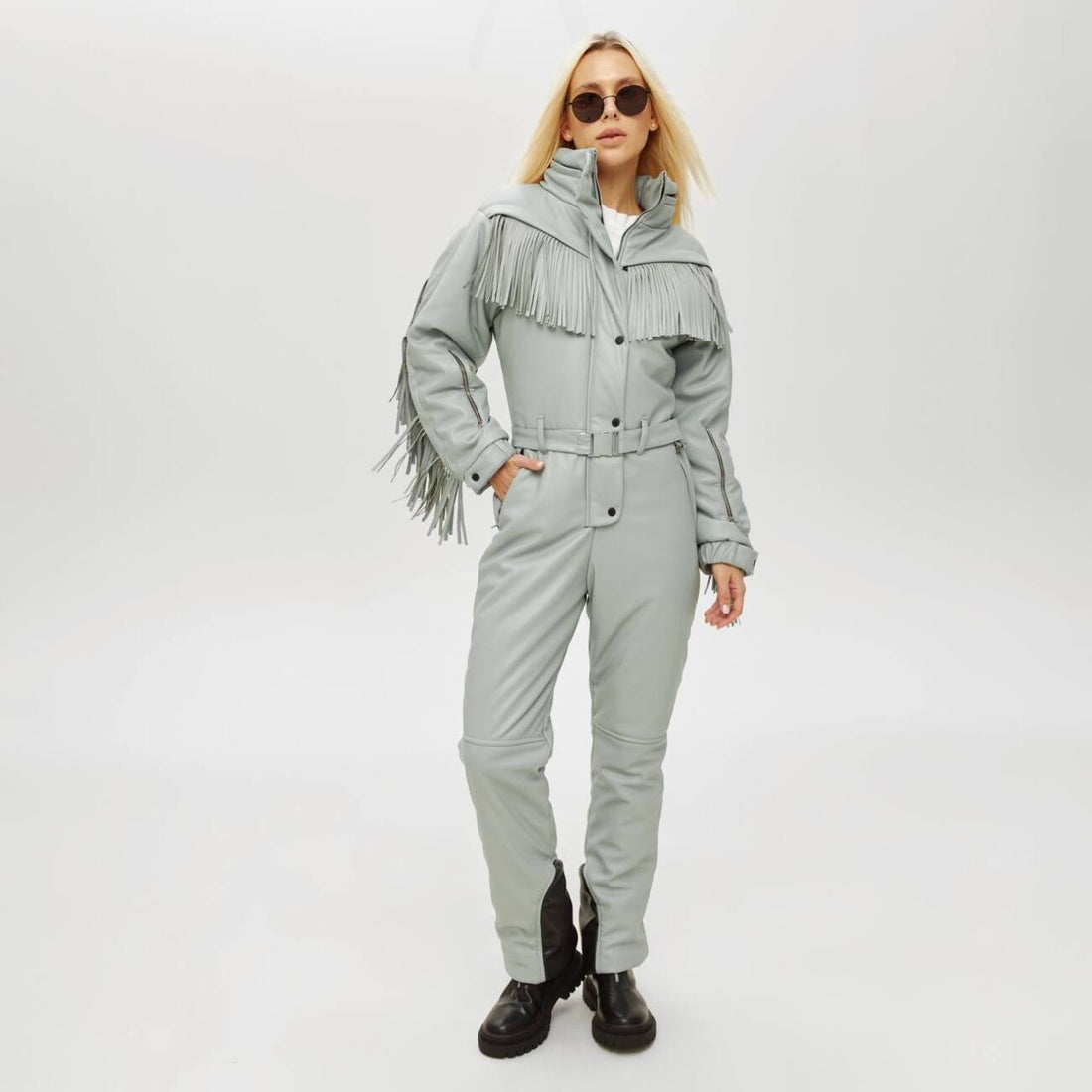 Ski suit with tassles - BONA - GRAY - Weatern snowsuit for winter outfit ski vacation