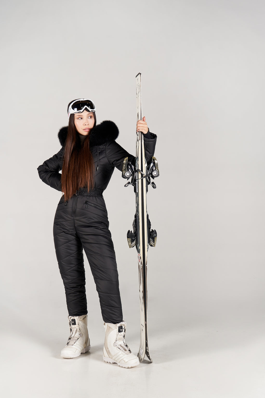 Full black snowsuit ELIAS - BLACK skiing outfit for women