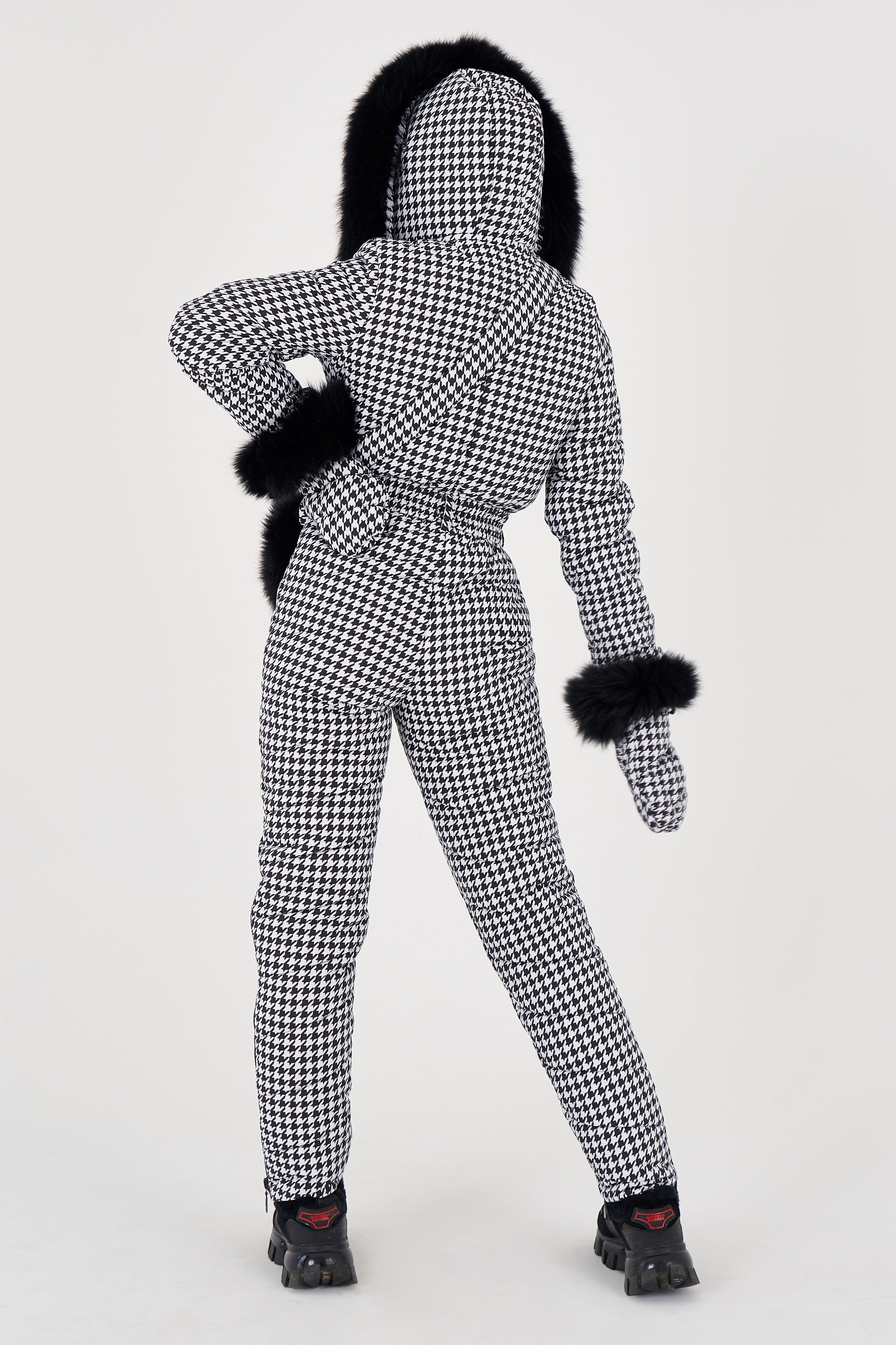 Houndstooth ski suit WHITNEY - with mittens and purse – UpWearAndSuits