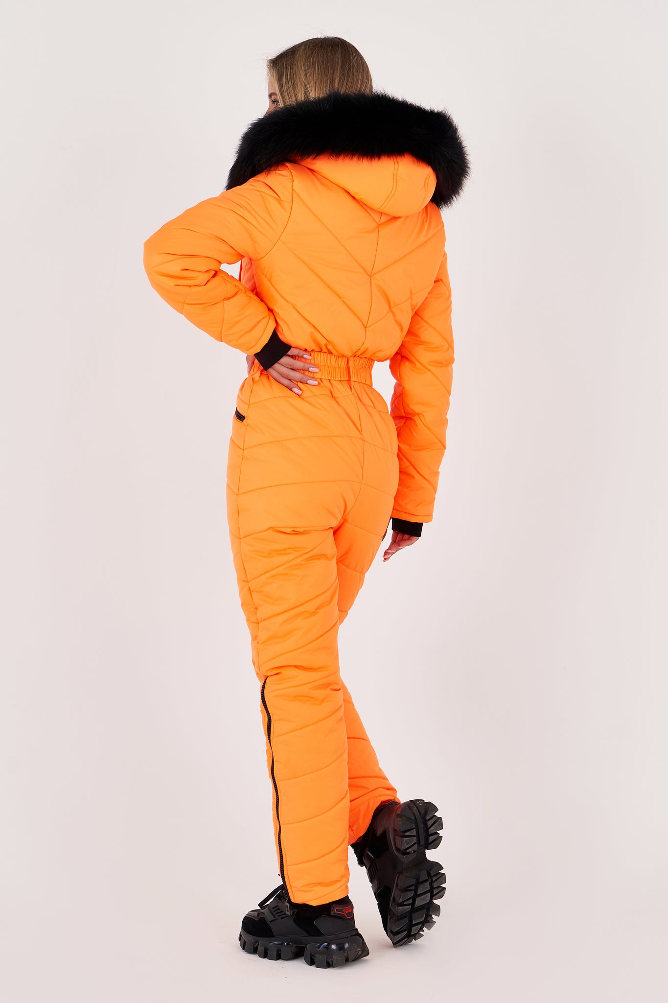 Orange Roma printed ski suit