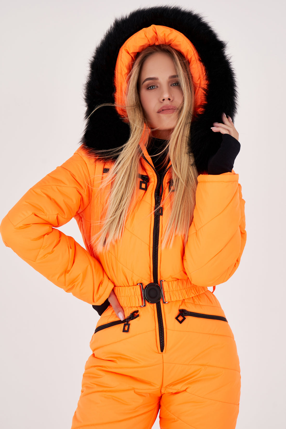 Bright warm ski suit  ELIAS - ORANGE snow suit for women