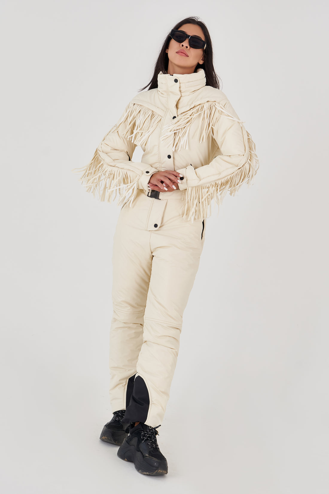 Fringe skiing outfit women - BONA - IVORY - Ski clothes women