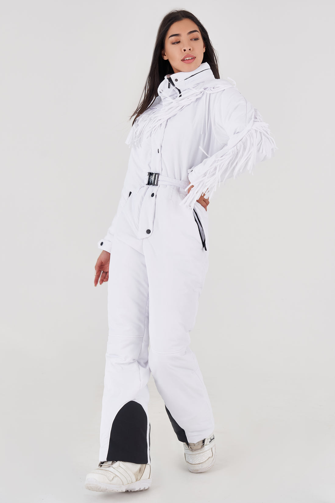 Ski suit stylish - BONA - WHITE fringe - Snowsuit with tassels for winter sport