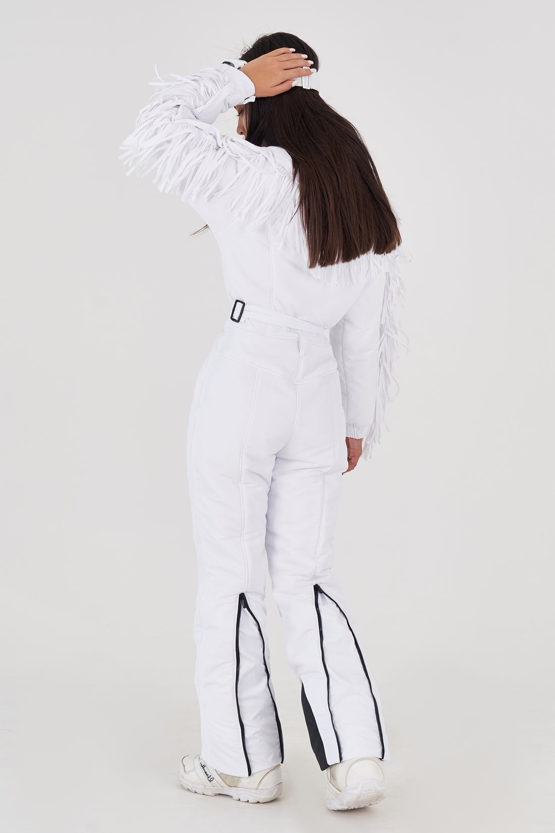 Ski suit stylish - BONA - WHITE fringe - Snowsuit with tassels for winter sport