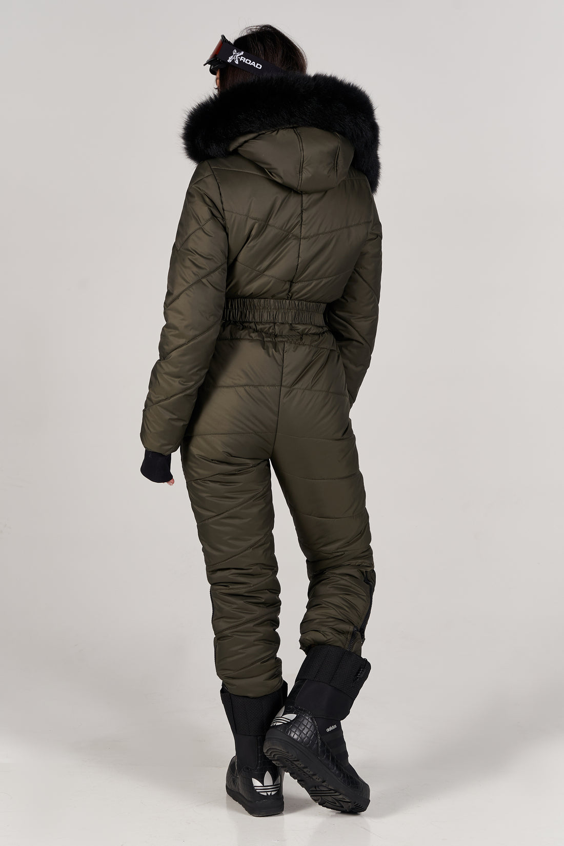 Olive one piece snow suit ELIAS - KHAKI winter ski clothes for women