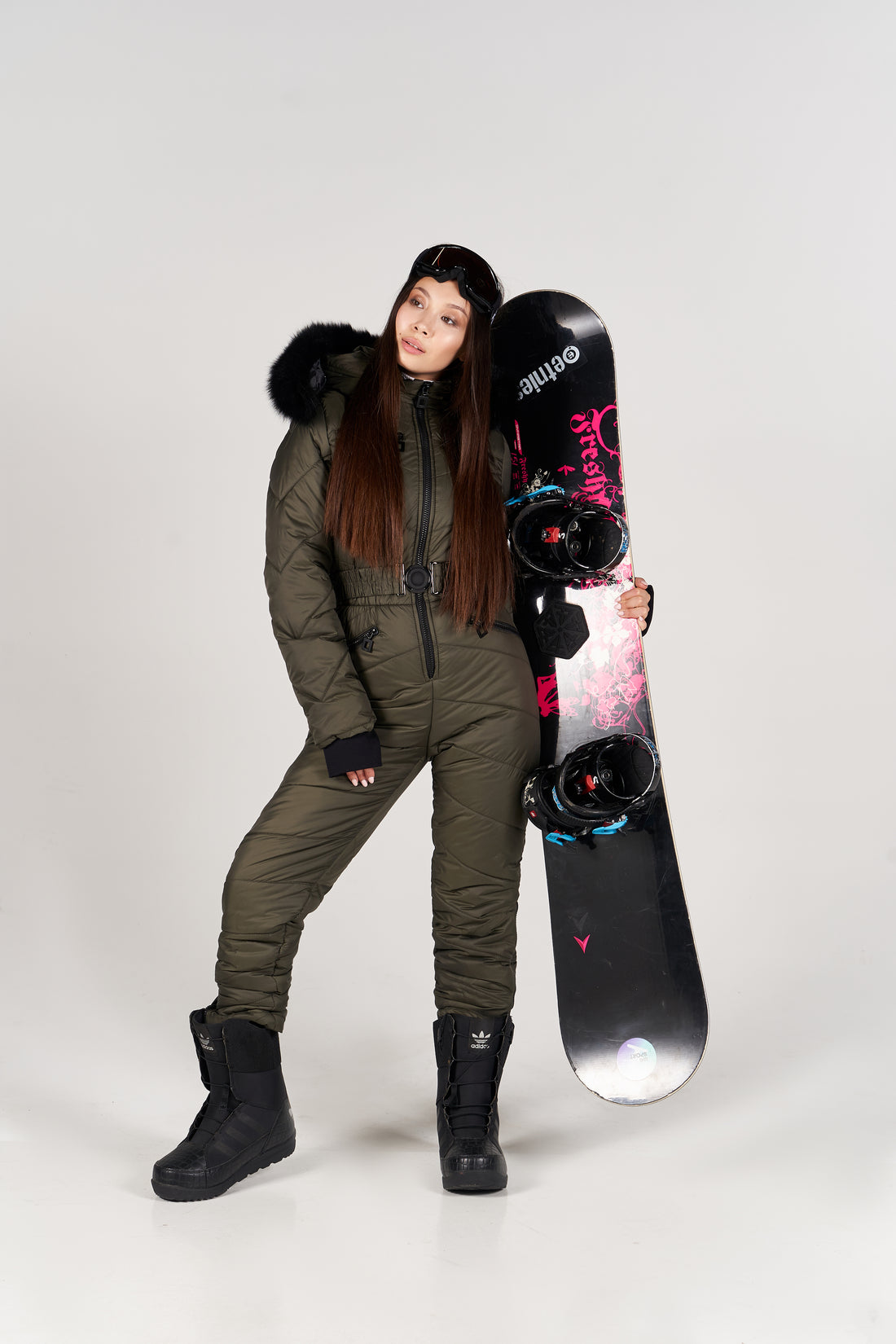 Olive one piece snow suit ELIAS KHAKI winter ski clothes for