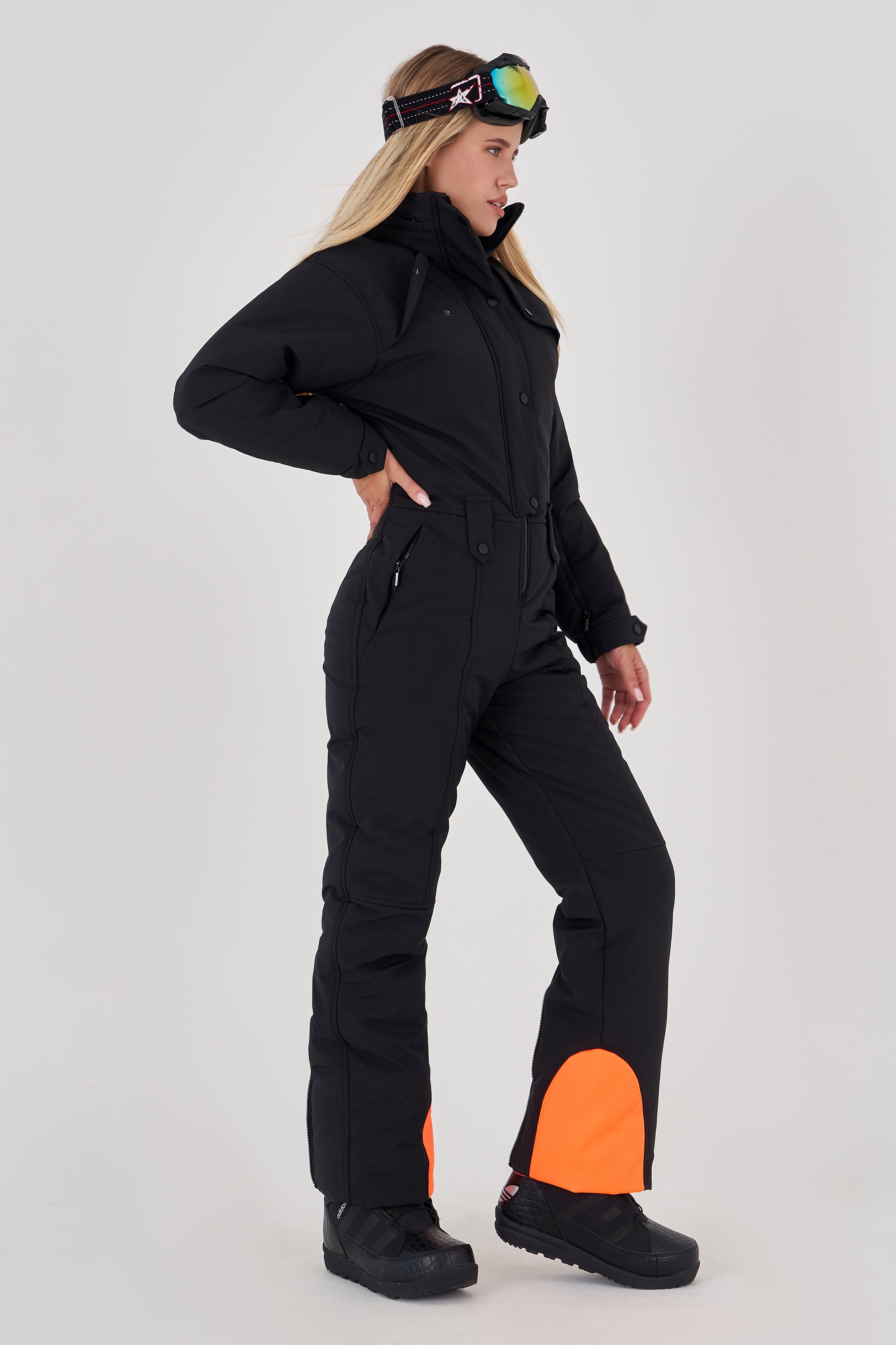 Black Ski Suit Women's RAINIER BLACK ORANGE Elements