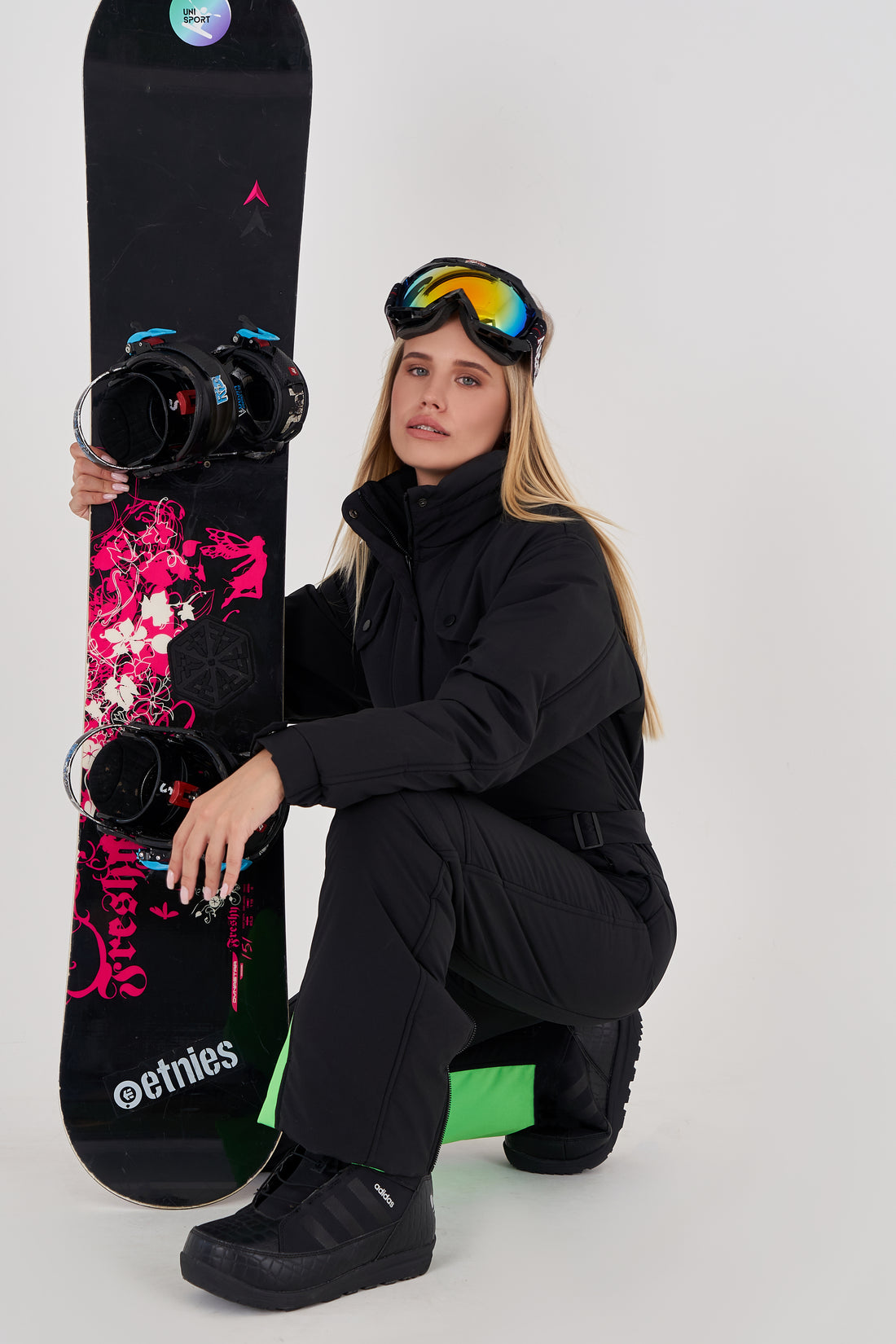 Ski suit RAINIER - BLACK+GREEN - one piece ski women