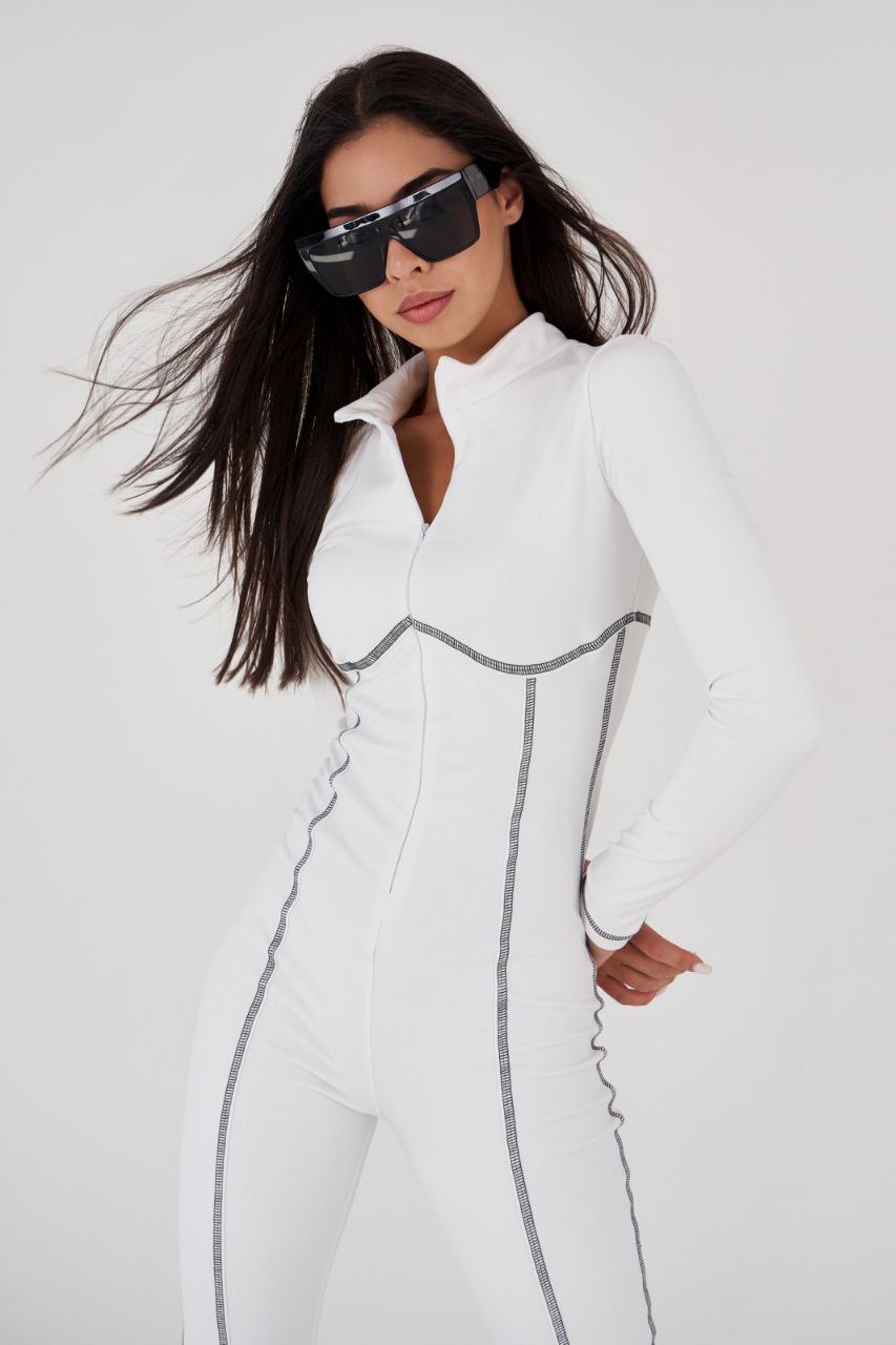 Base layer white jumpsuit - Thermal underwear black one piece - Long johns for women