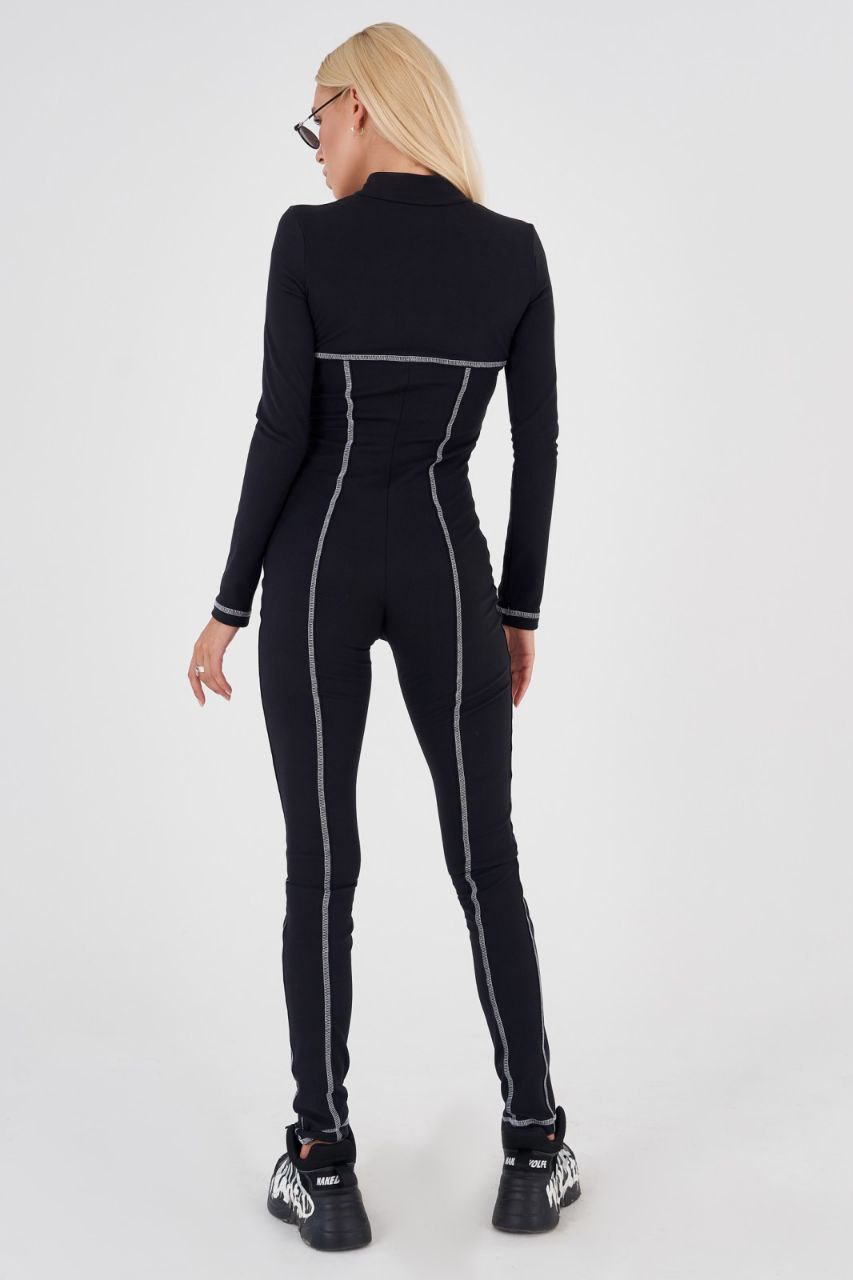 Base layer black jumpsuit - Thermal underwear black one piece - Long johns for women